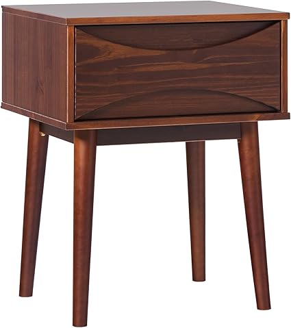 Atticus Solid Wood Retro 1-Drawer Nightstand, 25 Inch