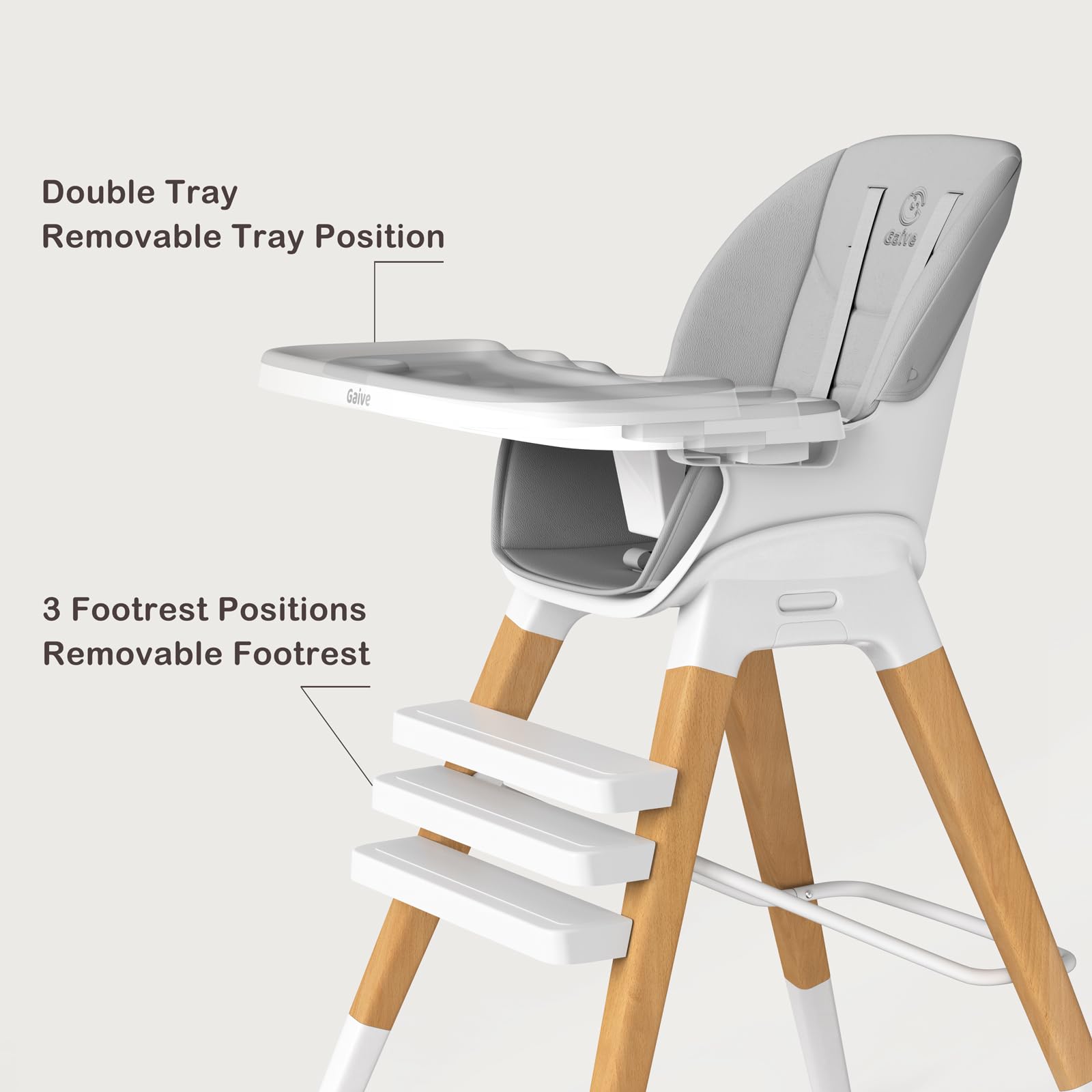 8-in-1 Convertible Wooden High Chair with Tray - Adjustable Baby High Chair for Babies and Toddlers