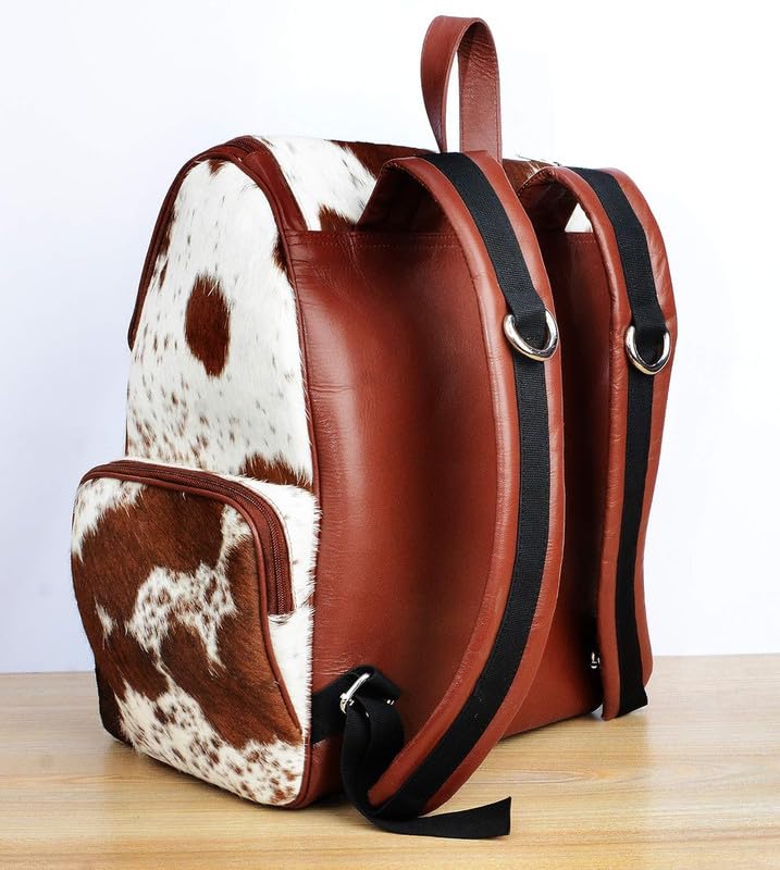 Western Cowhide Leather Diaper Backpack | Cow Print Cute Shower