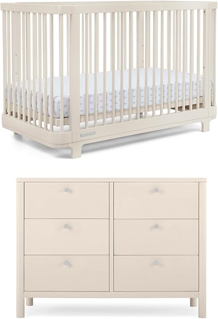 Nest Crib and Dresser Nursery Furniture – 4-in-1 Convertible Crib