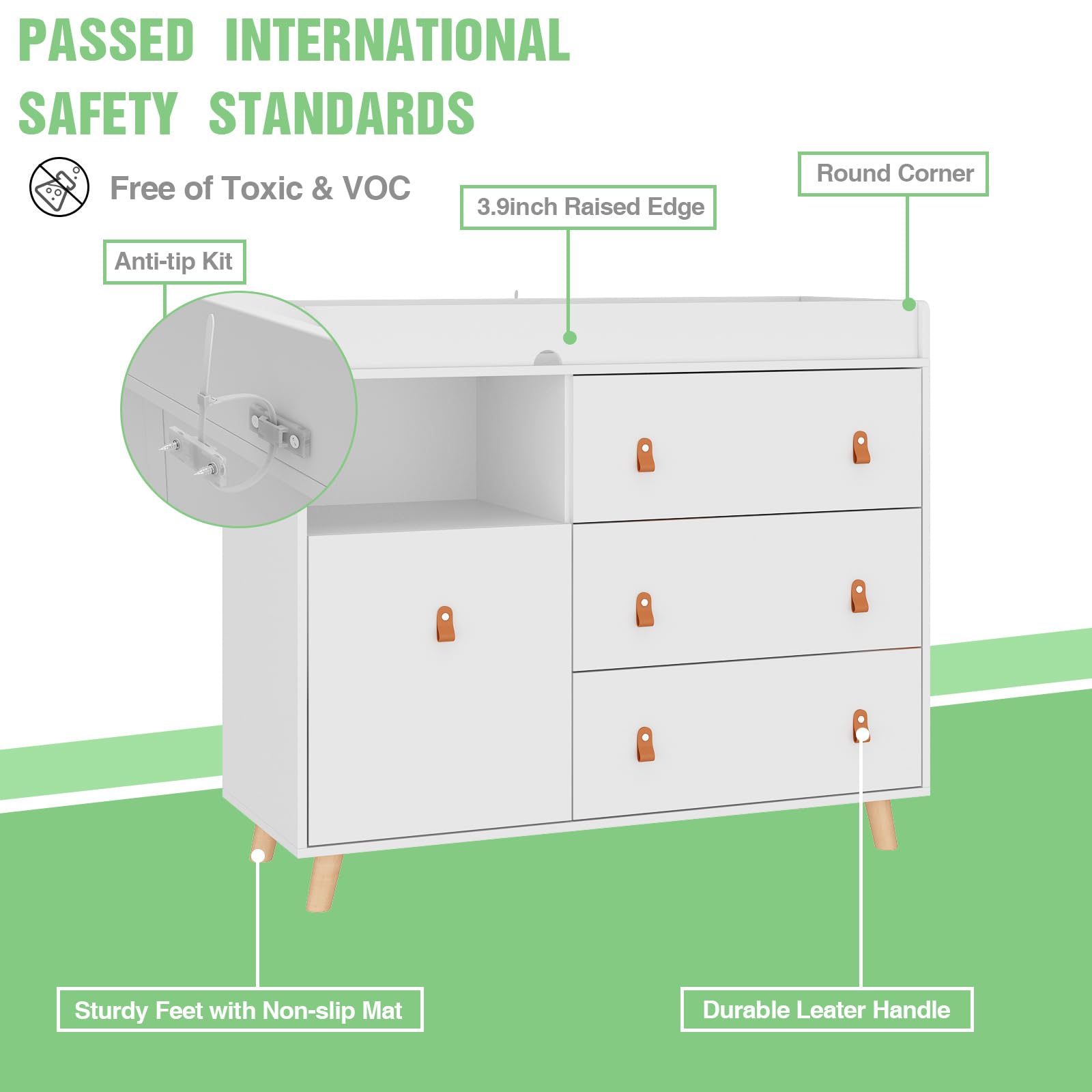 Baby Changing Table Dresser with Storage