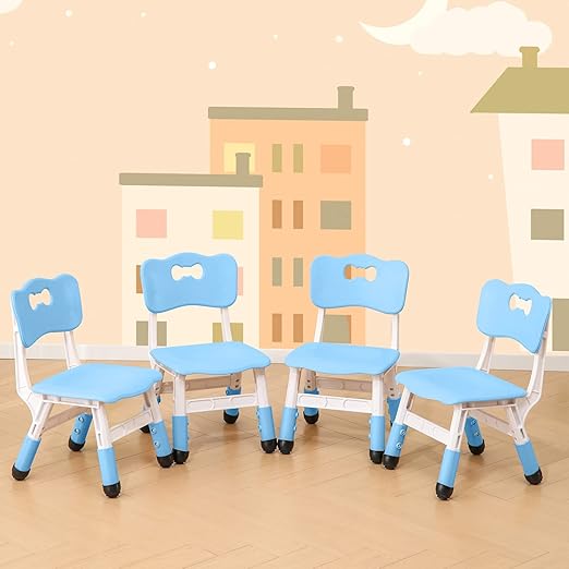 4 Piece Kids Chair Set 3 Levels Adjustable Stackable Kids Chairs Ideal