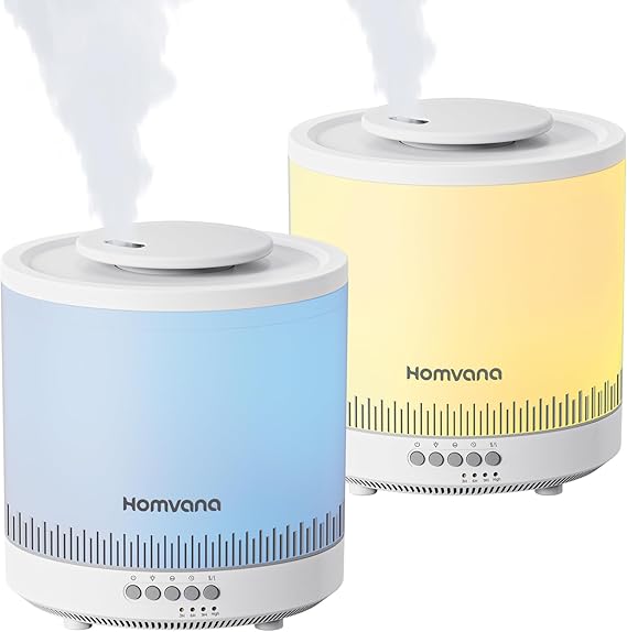 Small Humidifiers for Bedroom - 2 Packs 1.8L Cool Mist Top Fill Humidifier for Baby Nursery