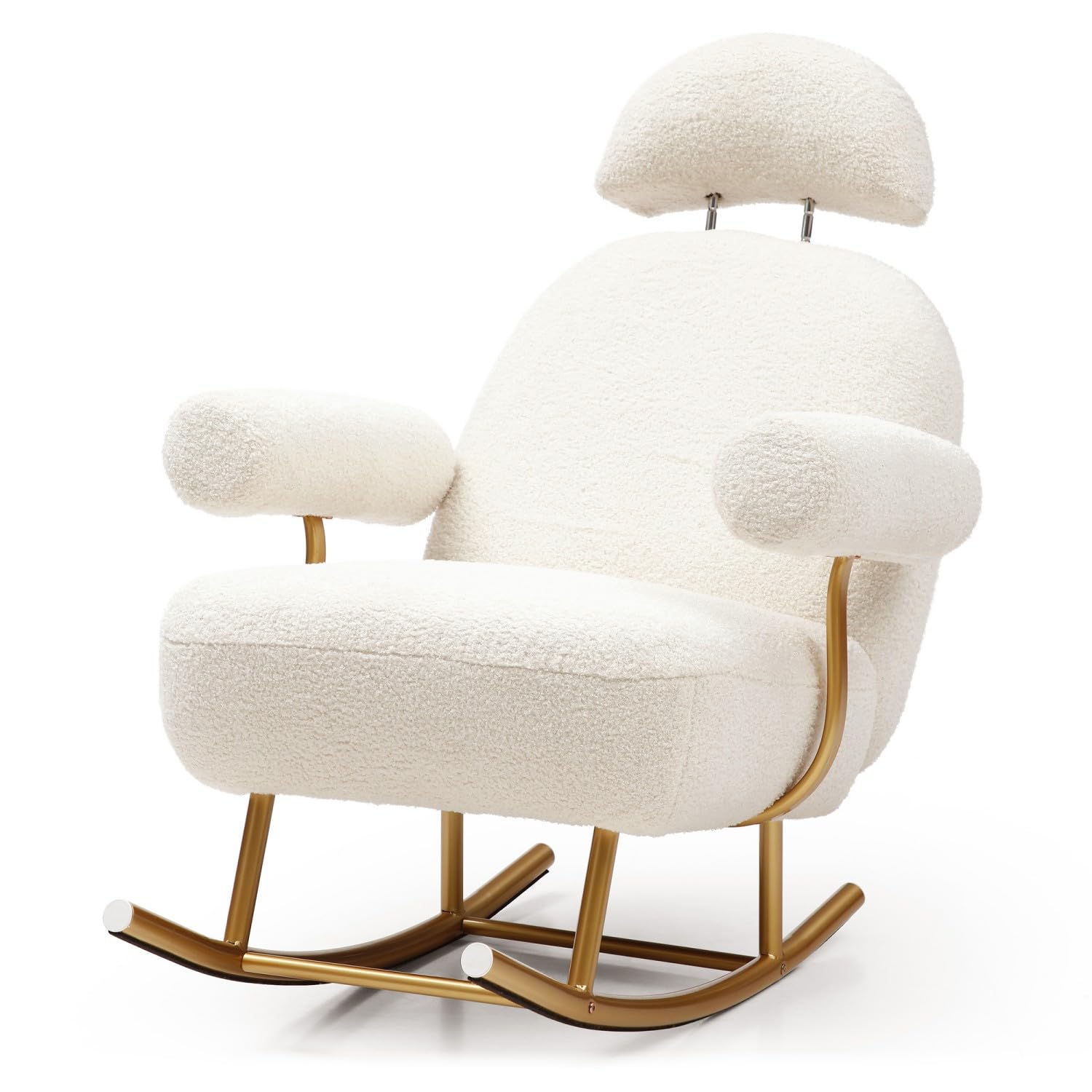 Rocking Chair Nursery, Modern Sherpa Fabric Glider Rocker