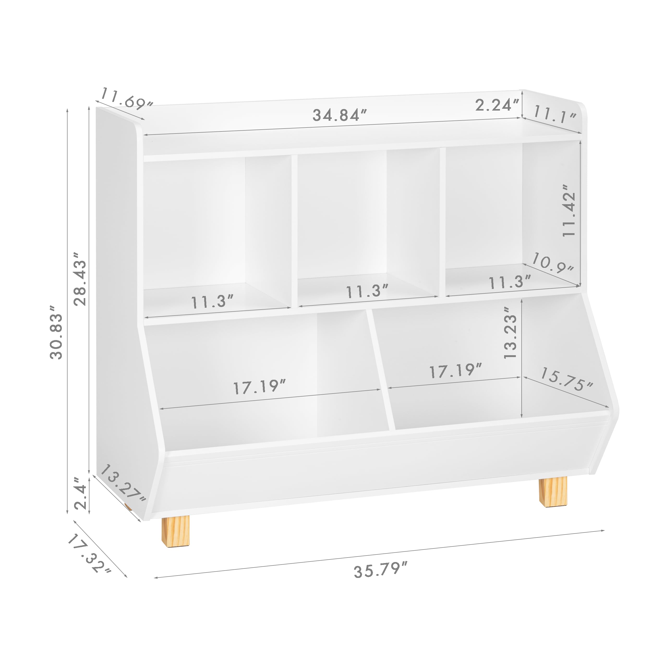 Kids Bookshelf and Toy Storage Organizer with Legs