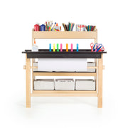 Deluxe Art Center: Kids Arts and Crafts Table and Chairs Set with Storage Shelves