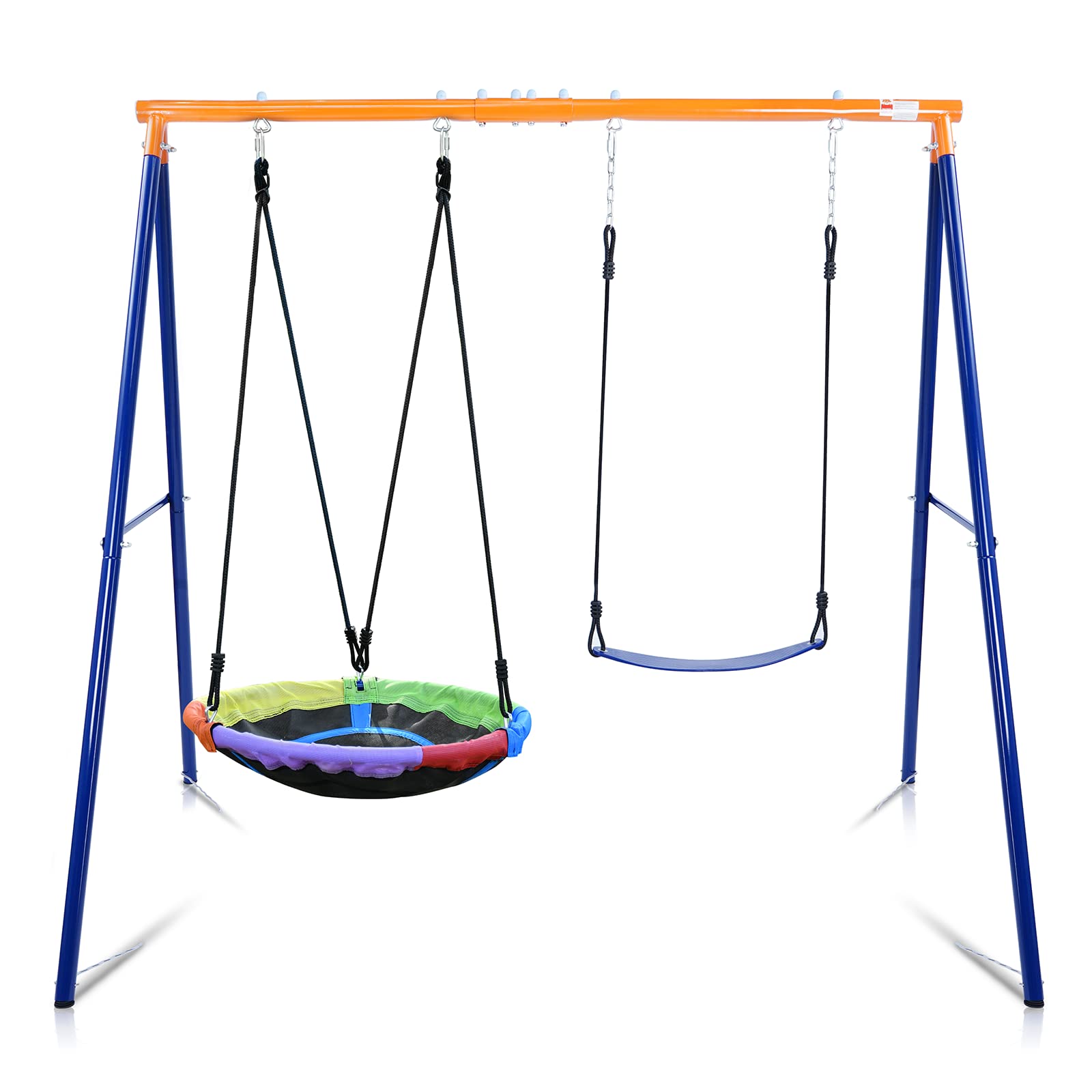 Outdoor Metal Swing Set with Saucer Seat