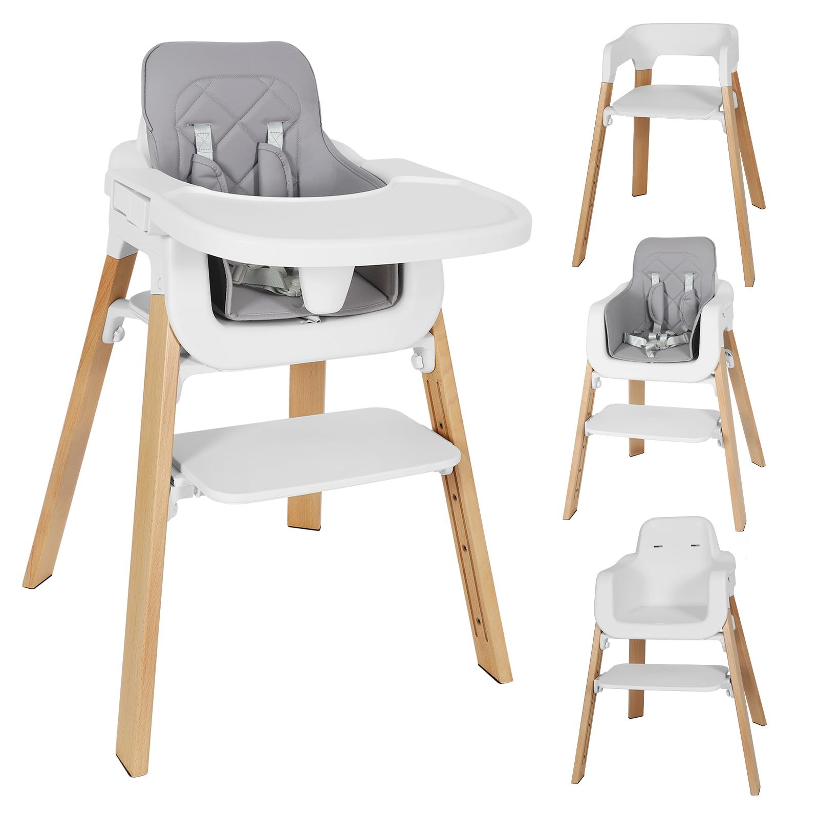 3-in-1 Baby High Chair, Convertible High Chairs for Babies
