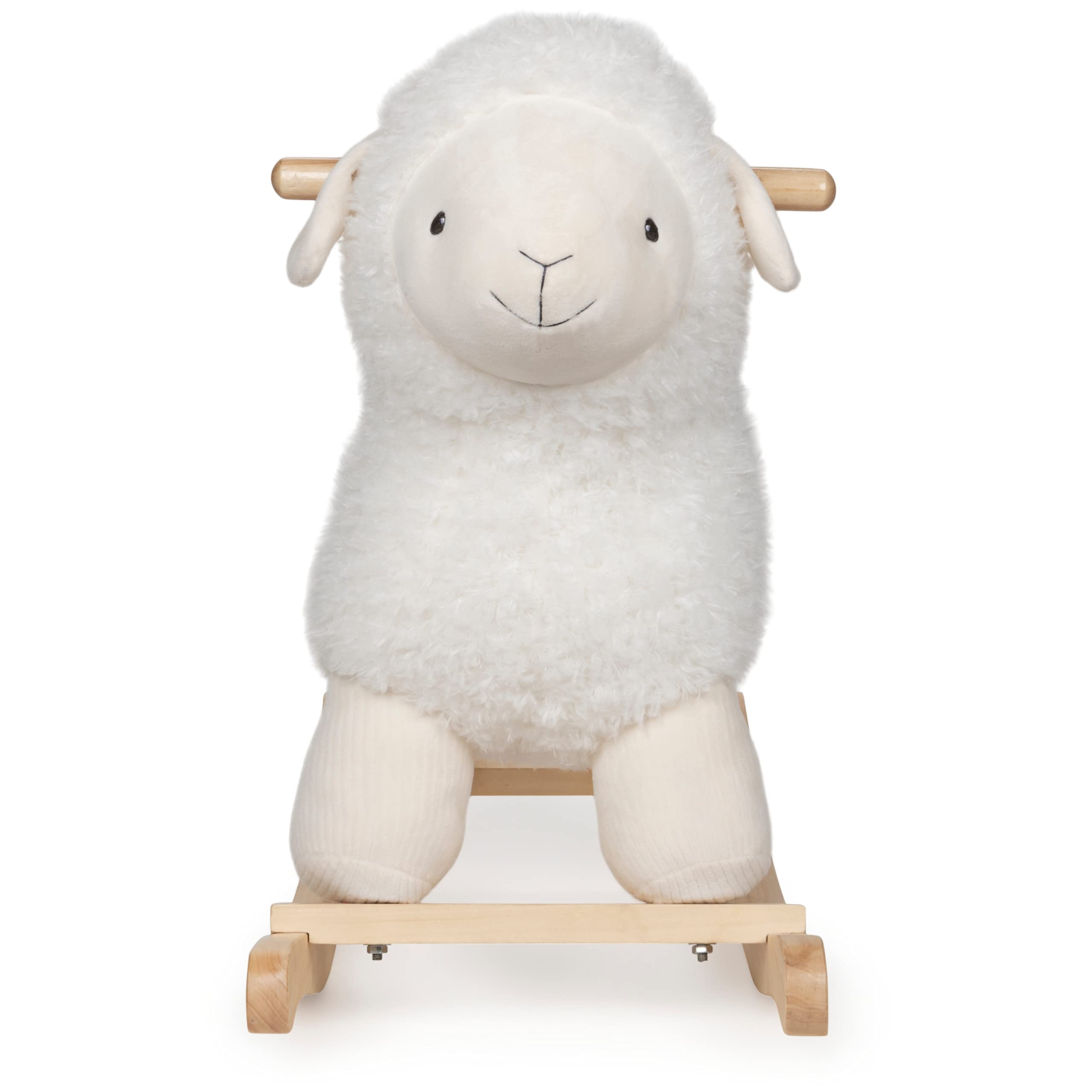 Rocker with Wooden Base Plush Stuffed Animal Nursery, Cream, 21.5"