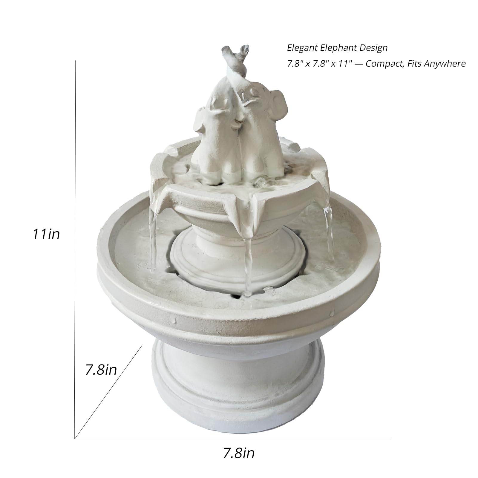 Indoor Elephant Waterfall Fountain with LED Lights