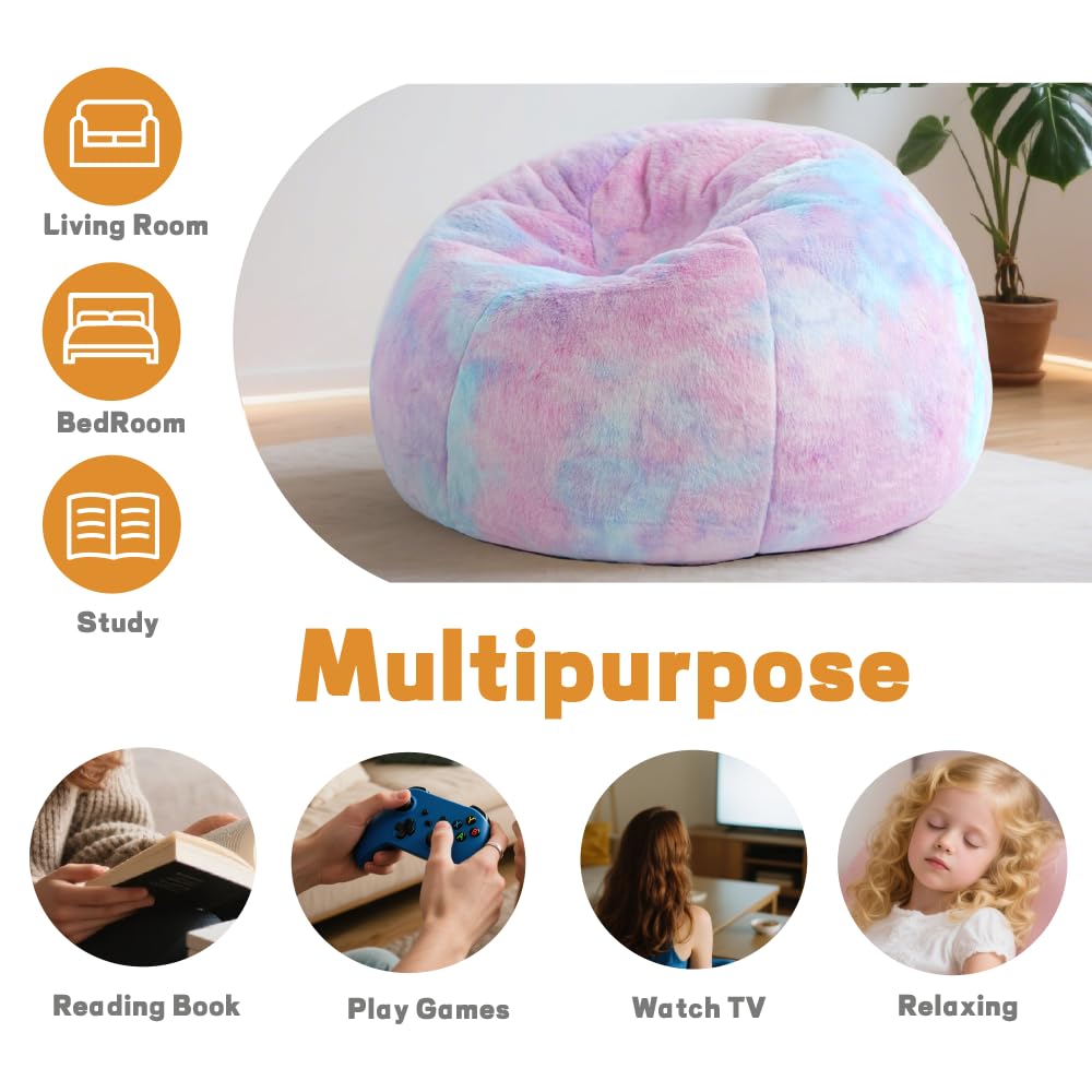 Faux Fur Bean Bag Chair for Kids and Teens