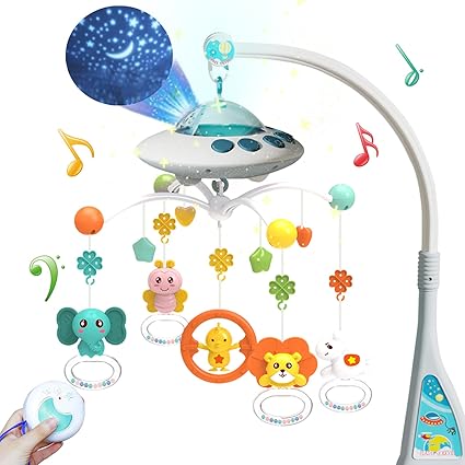 Baby Crib Mobile with Music and Lights, Mobile for Crib with Remote Control