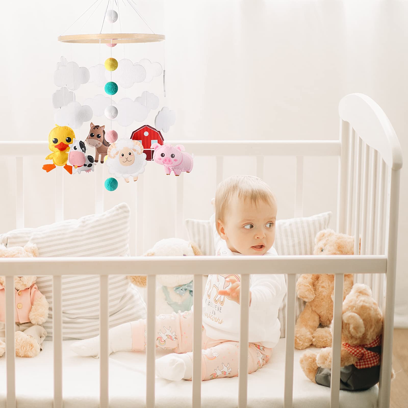 Baby Crib Mobile with Music and Lights for Boys Musical Mobile Animals
