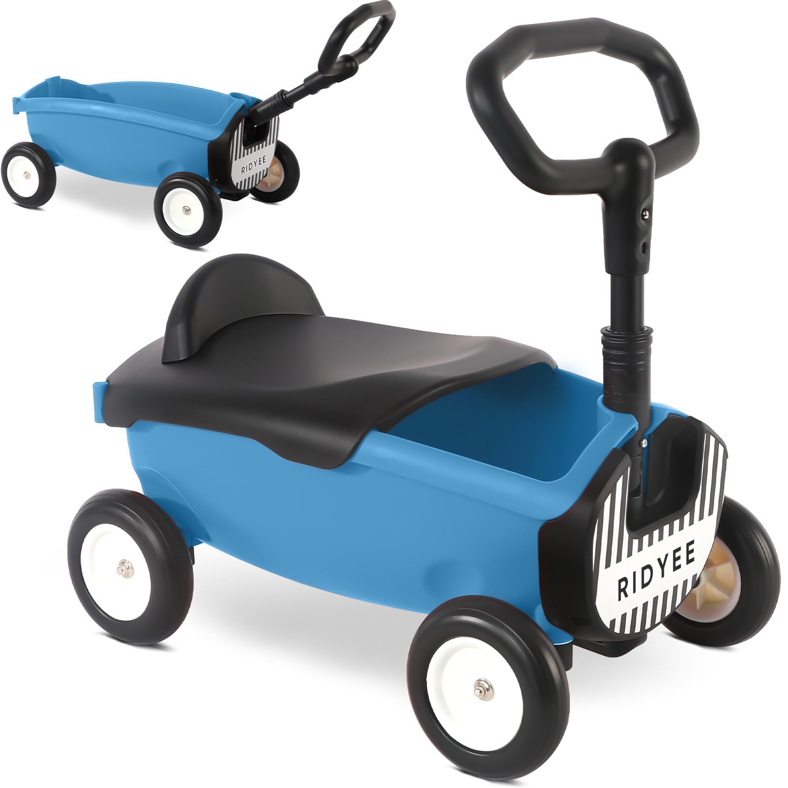 2-in-1 Toy Wagon for Toddlers 1-3, Kids Pull-Along with Removable Seat