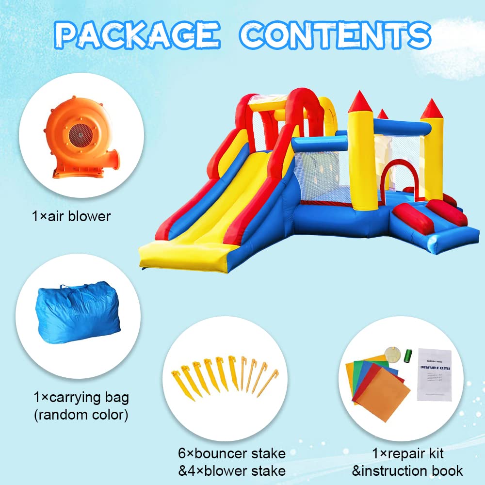 Inflatable Bounce House with Double Climbing Wall and Slide