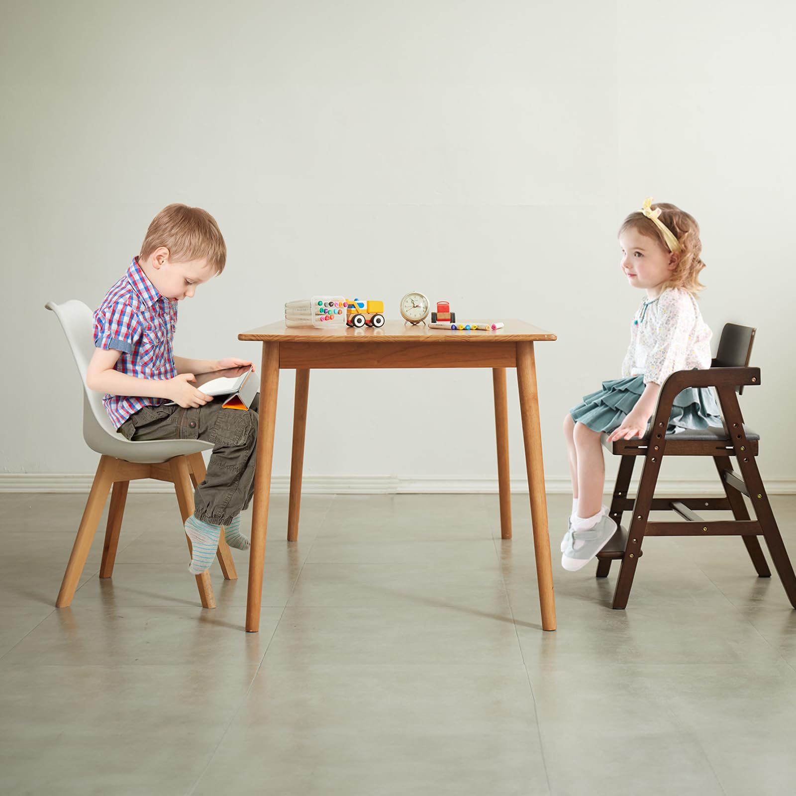Solid Wood high Chairs for Toddlers,High Chair Grows with Kid for Dining