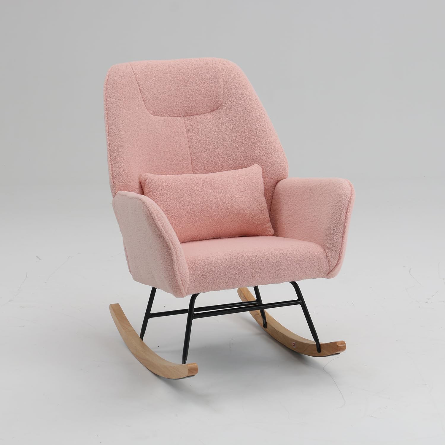 Chair with Ottoman and Pillow, Sherpa Furry Accent Arm Chair Lounger