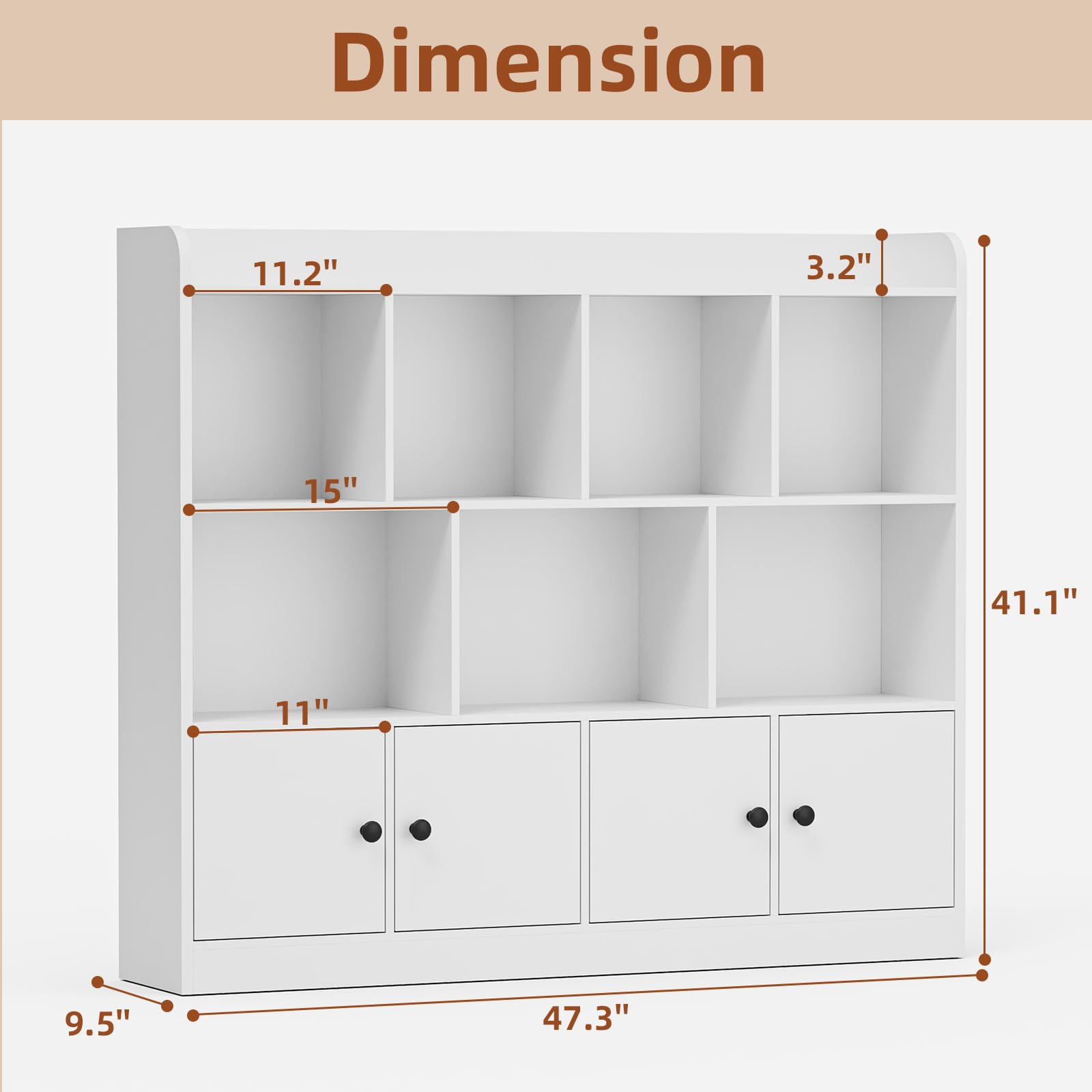 4-Tier Kids Bookshelf Storage Organizer with 11 Cubbies