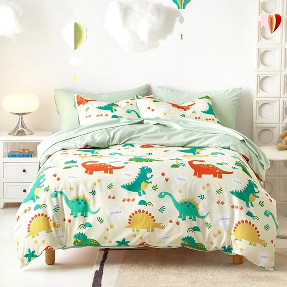 Dinosaur Bedding Set for Boys, Cute Colorful Dinosaur Comforter