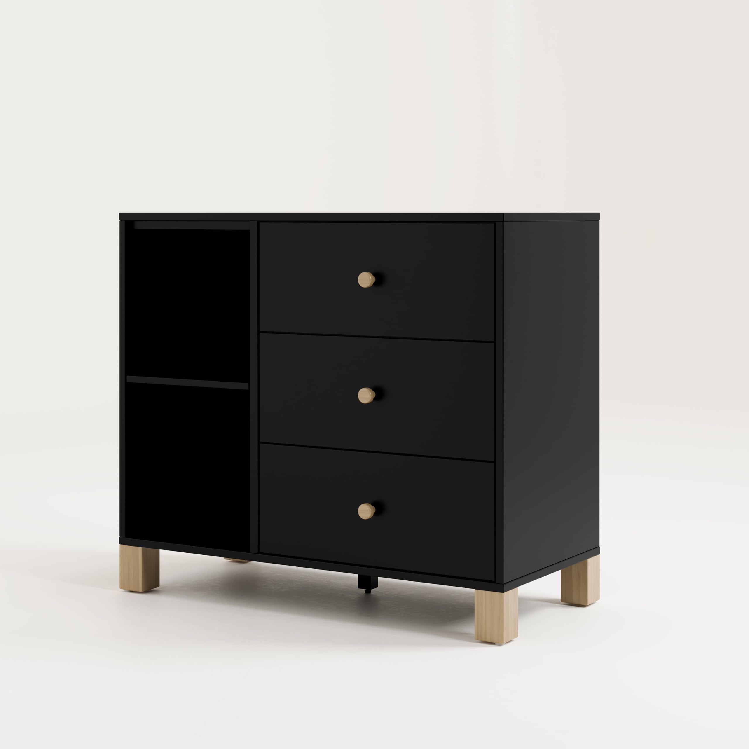 California 3 Drawer Combo Dresser (Black with Driftwood) – GREENGUARD Gold Certified