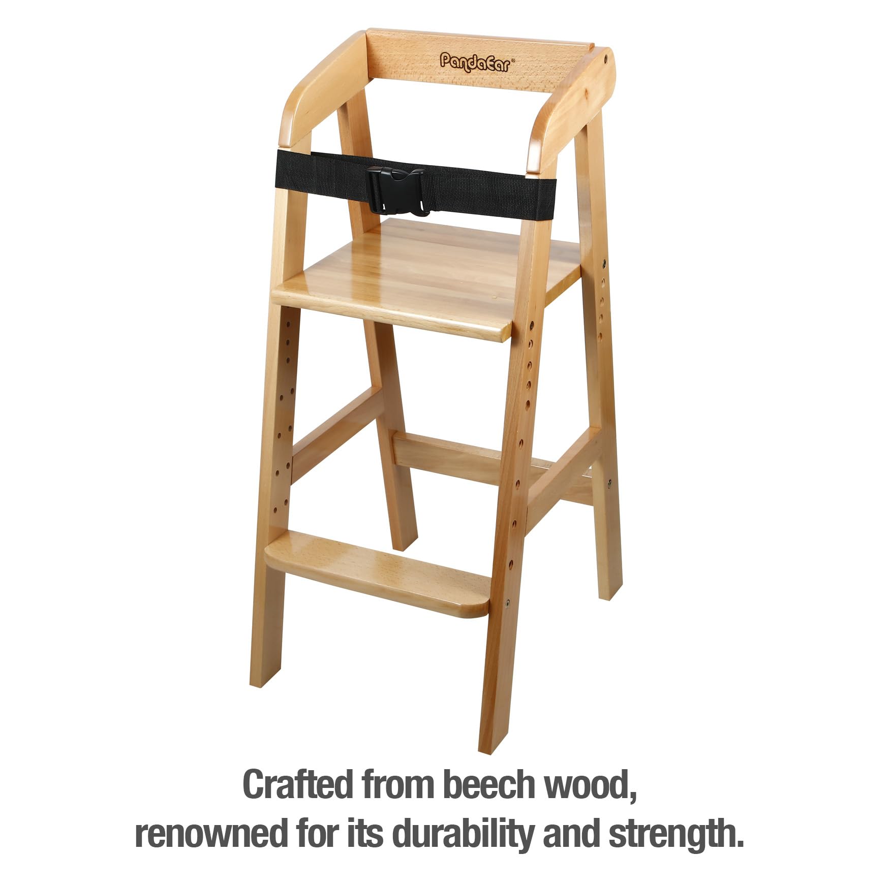 Adjustable Wooden High Chair for Toddlers