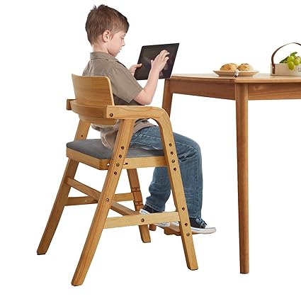 Solid Wood high Chairs for Toddlers,High Chair Grows with Kid for Dining