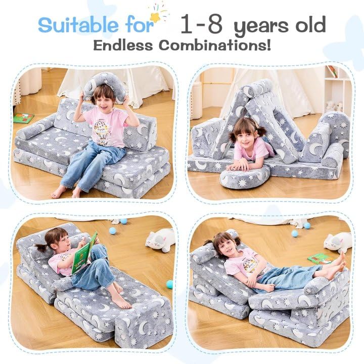 Modular Kids Play Couch with Glow-in-the-Dark Features