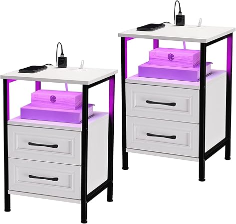 H Night Stand Charging Station and RGB Lights for Night Side