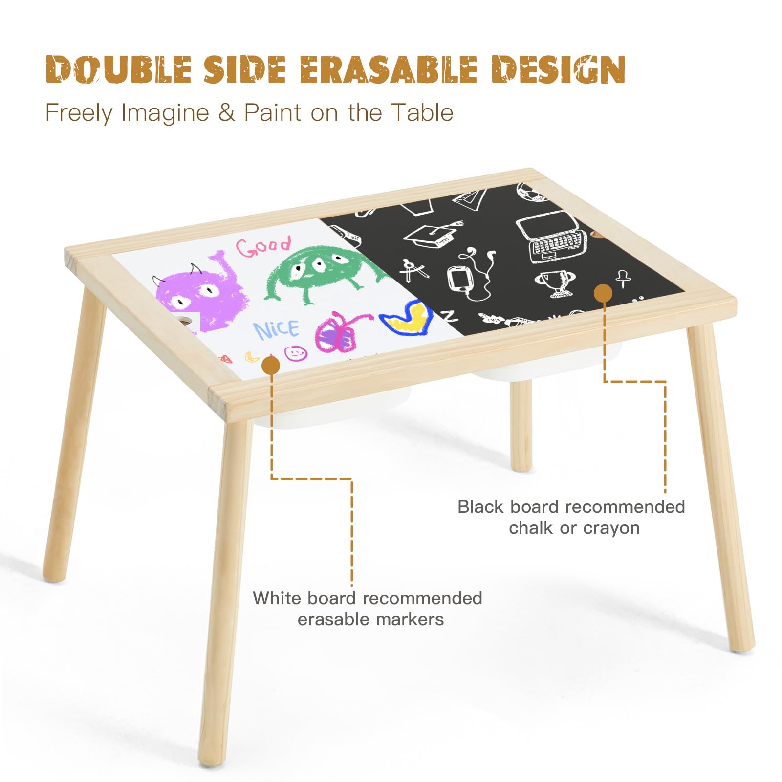 Kids Sensory Activity Table with Storage Bins