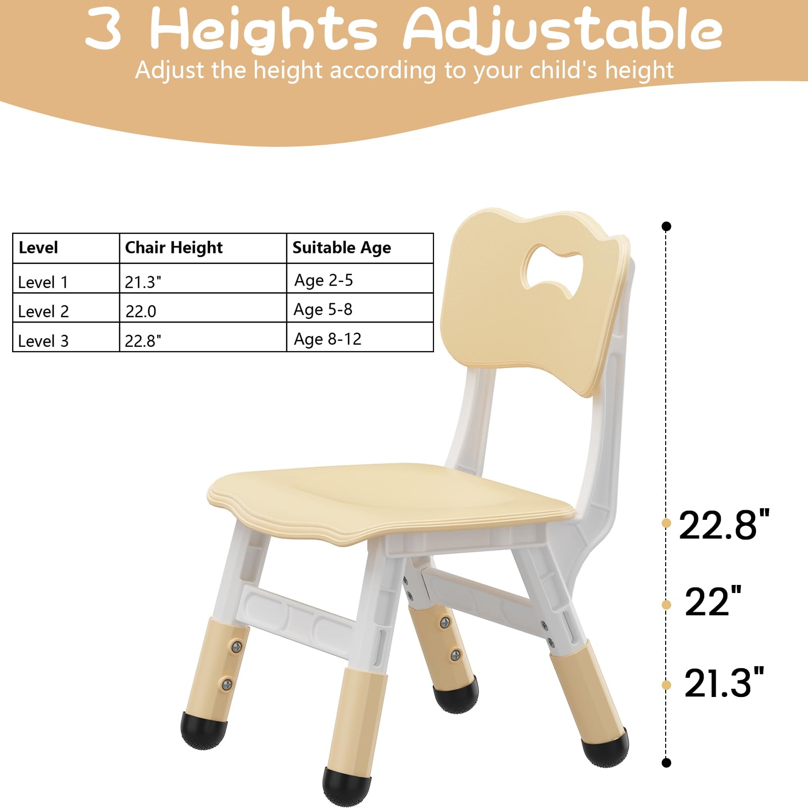 Height Adjustable Kids Chair Set of 2 for Toddlers