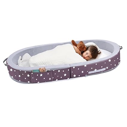 Portable Foldable Toddler Travel Bed with Sides, Portable Toddler Bumper Bed