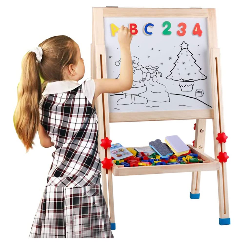 Wooden Art Easel for Kids (Double Sided) - Standing Magnetic