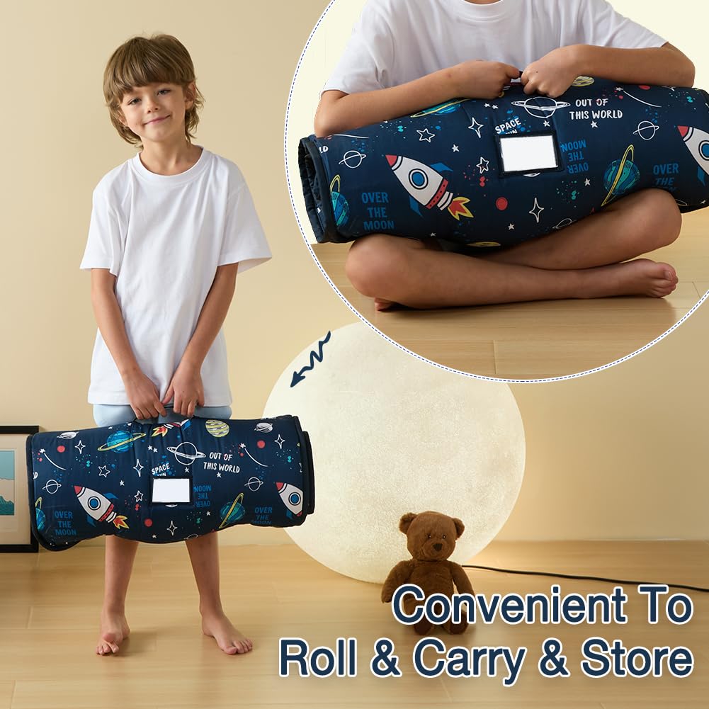 Toddler Nap Mat with Removable Pillow and Minky Blanket