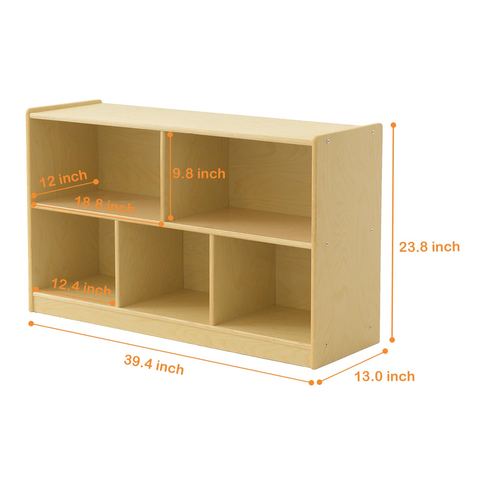 Wooden Montessori Bookshelf with Toy Storage Cubbies