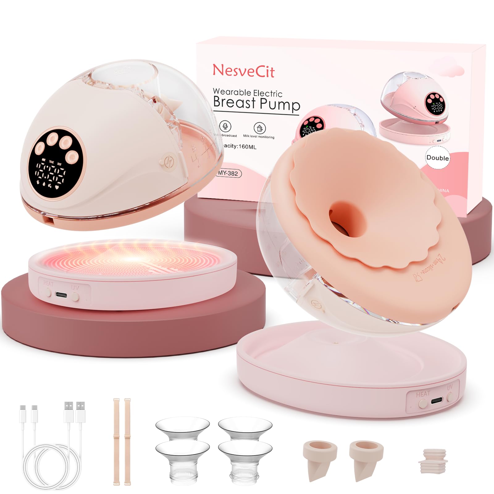 Heated Wearable Breast Pump, Electric Hands-Free Breast Pump