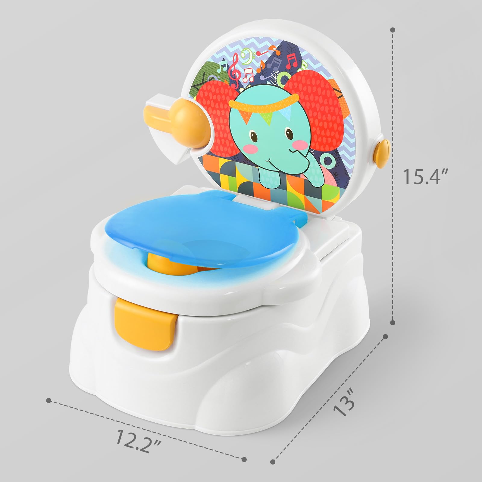 Looxii Potty Training Toilet, 2-in-1 Toddler Potty for Boys Girls Ages 1-3, Portable Training Seat with Toilet Paper Holder & Cheering Sound, Cute & Realistic Feel, Up to 50 Pounds,Elephant Blue