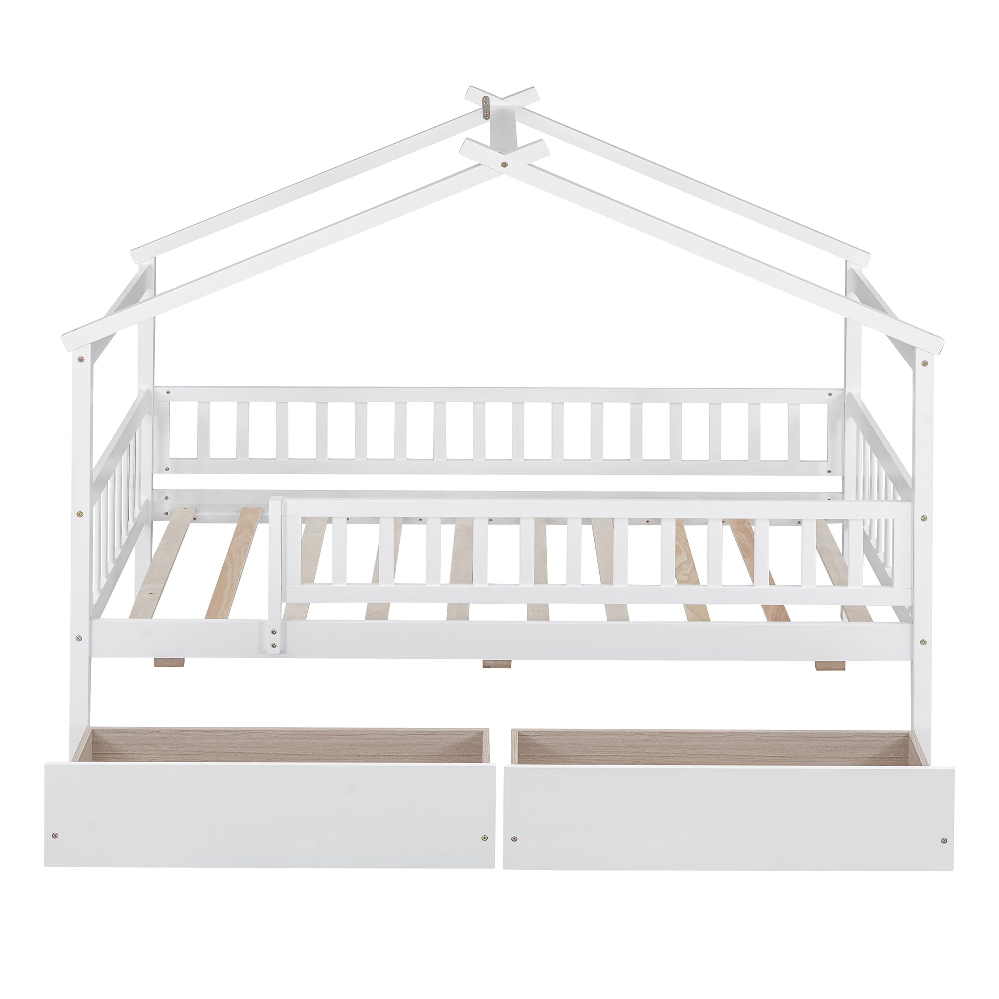 Twin House Bed with Storage Drawers for Kids
