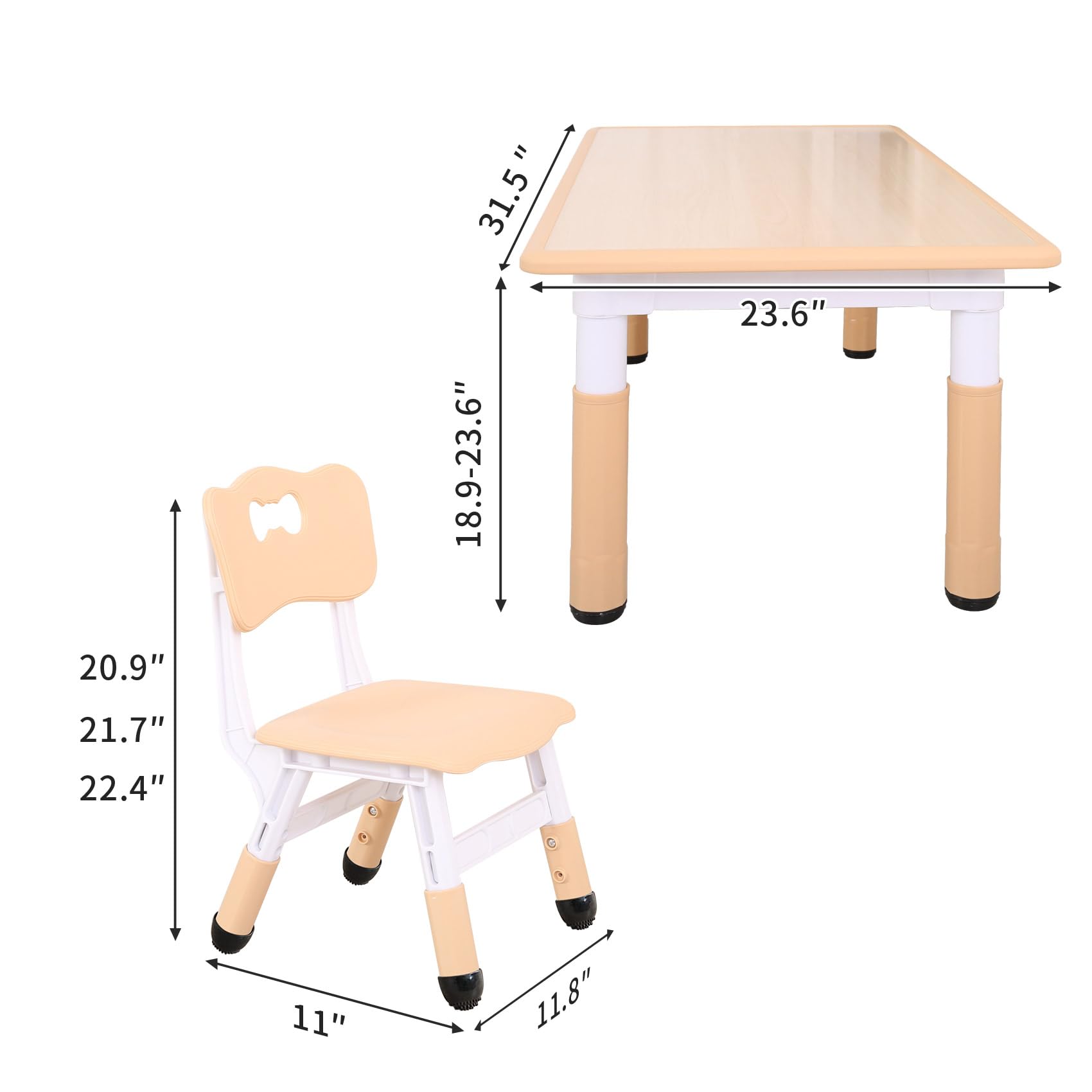 Height Adjustable Kids Table and Chairs Set
