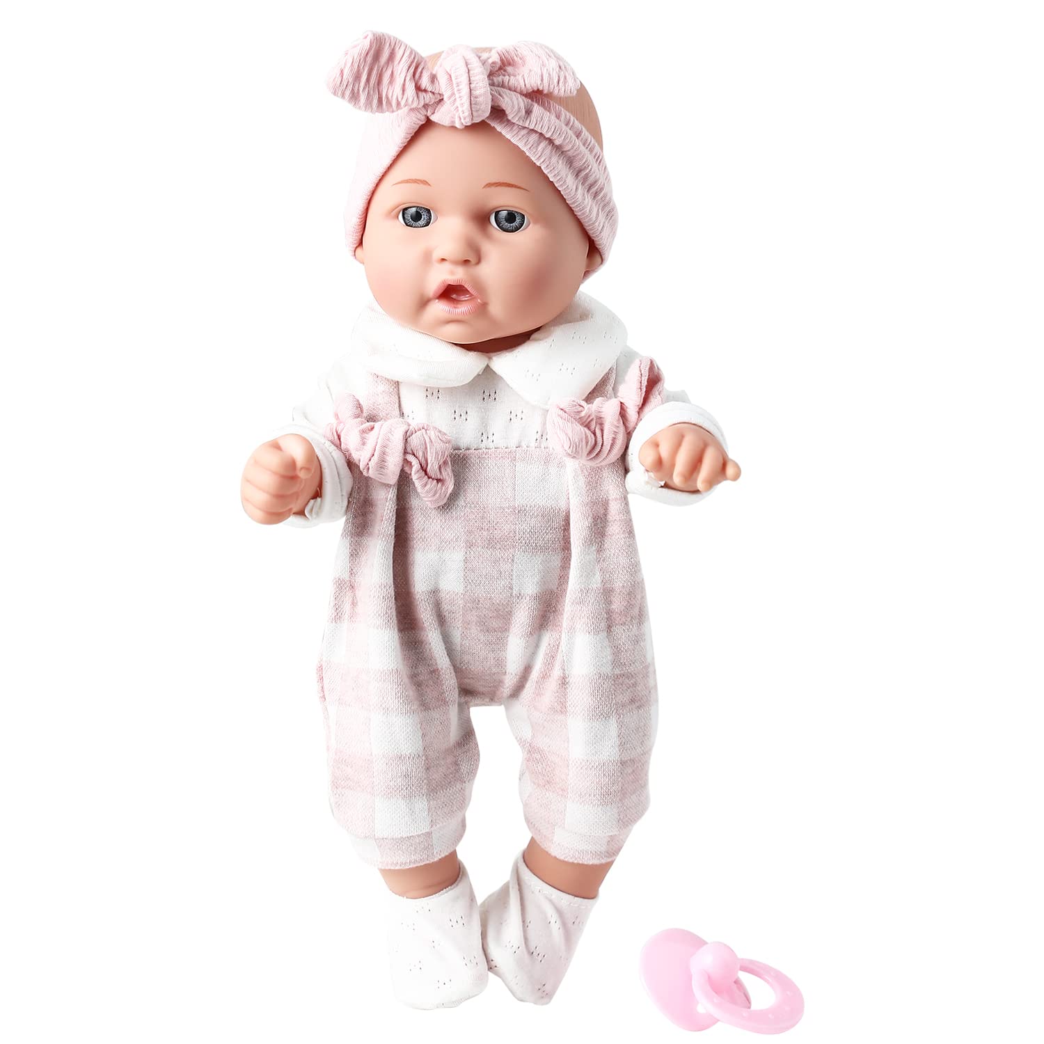 12'' Baby Doll in Gift Box with Pink Cloths, Pacifier, 13''x13'' Microfabric Blanket