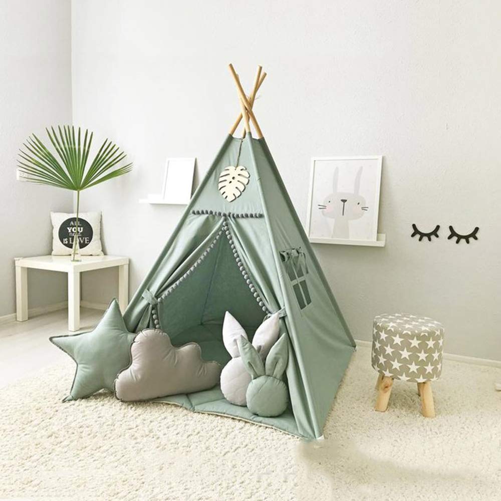 Kids Teepee Tent with Pom Pom Indoor Play House