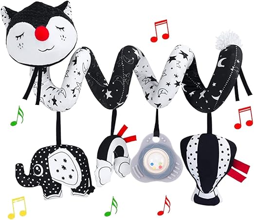 Car Seat Toys, Baby Plush Spiral Hanging Toys for Stroller Crib Bar Bassinet Car