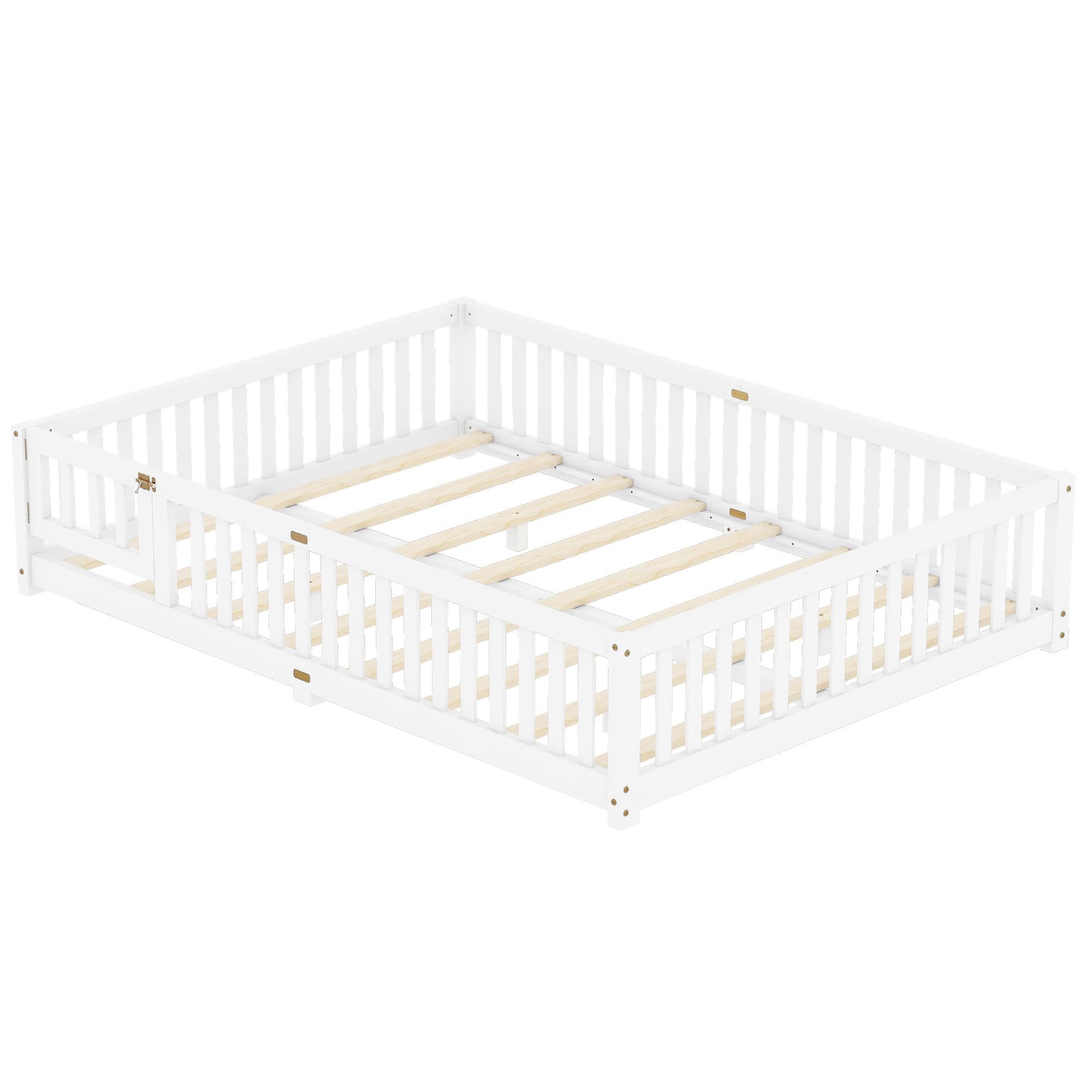 Queen Size Floor Bed for Kids with Door and Slats