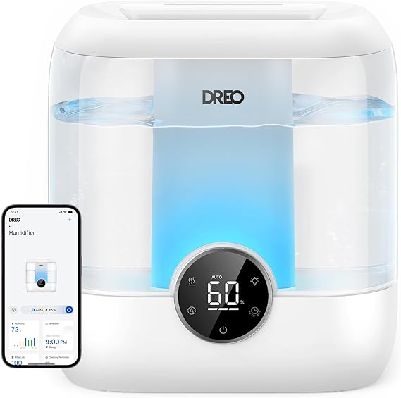 Smart Humidifiers for Bedroom, 6L Top Fill Supersized Cool Mist Humidifier for Large Room