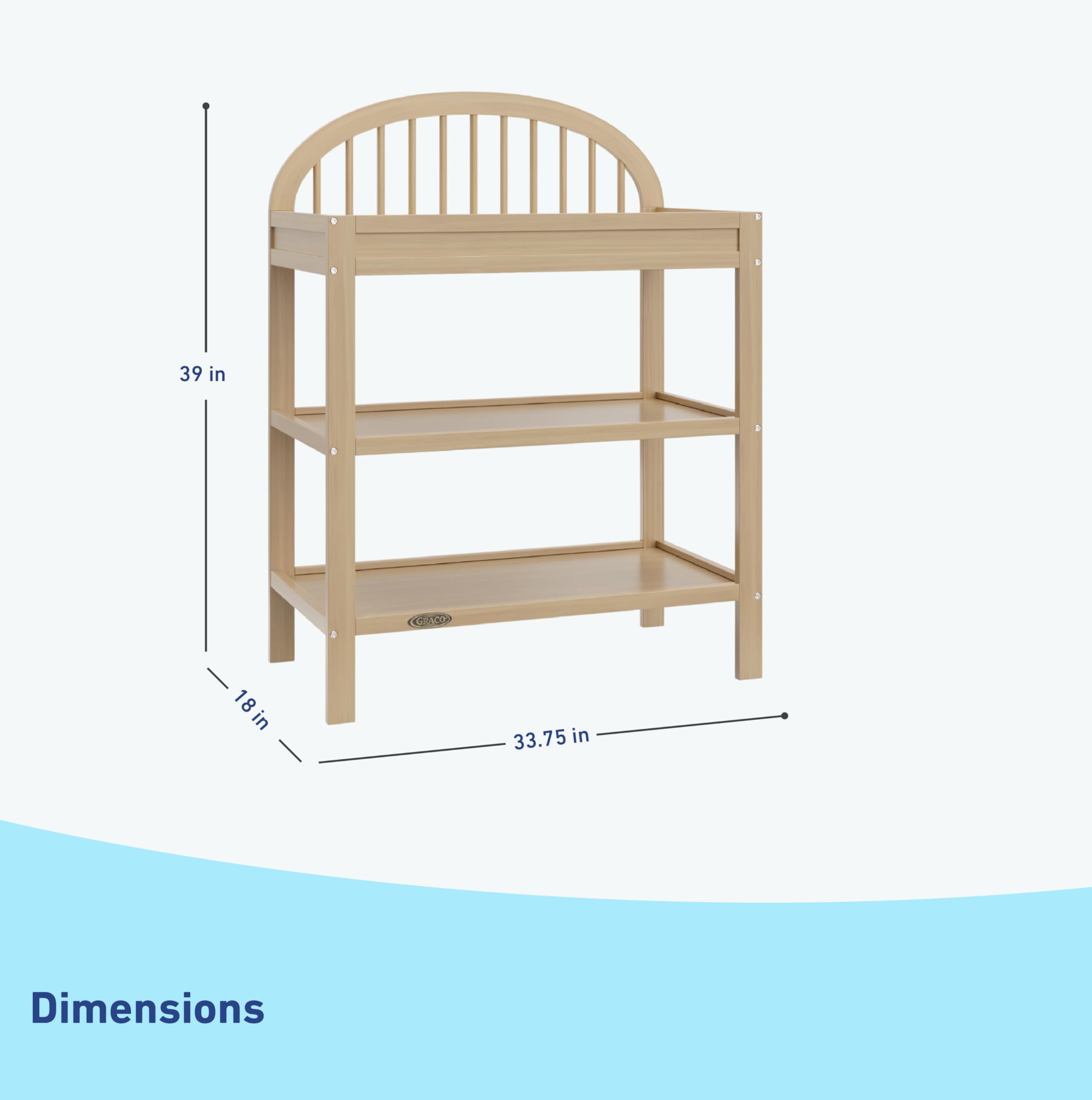 Changing Table with Water-Resistant Changing Pad (Driftwood)