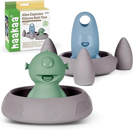 Alien Explorers Baby Bath Toys, Food Grade Silicone Toddler Bath Toys