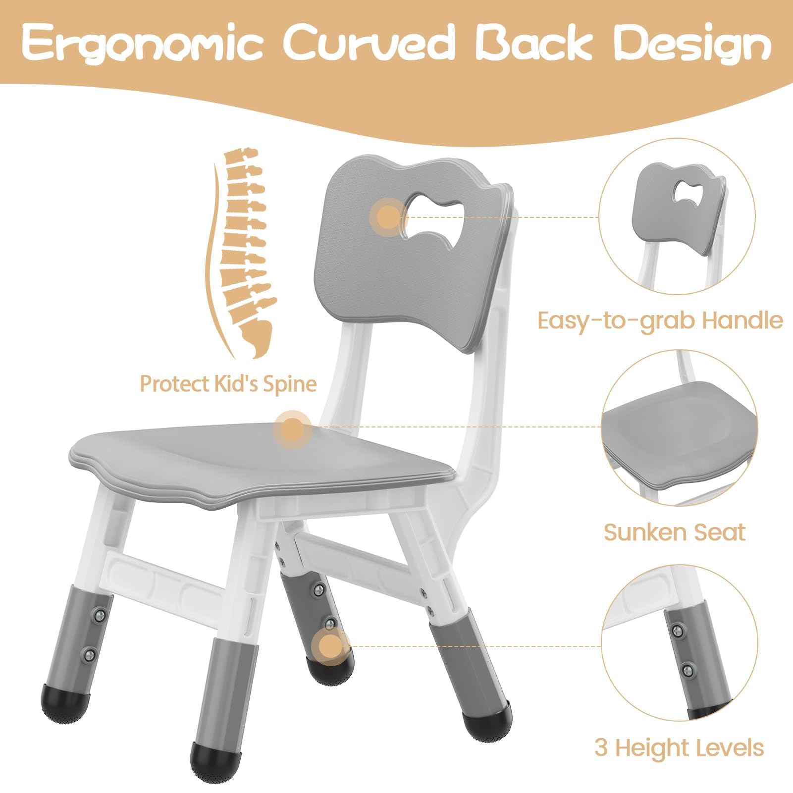 Height Adjustable Kids Chair Set of 2