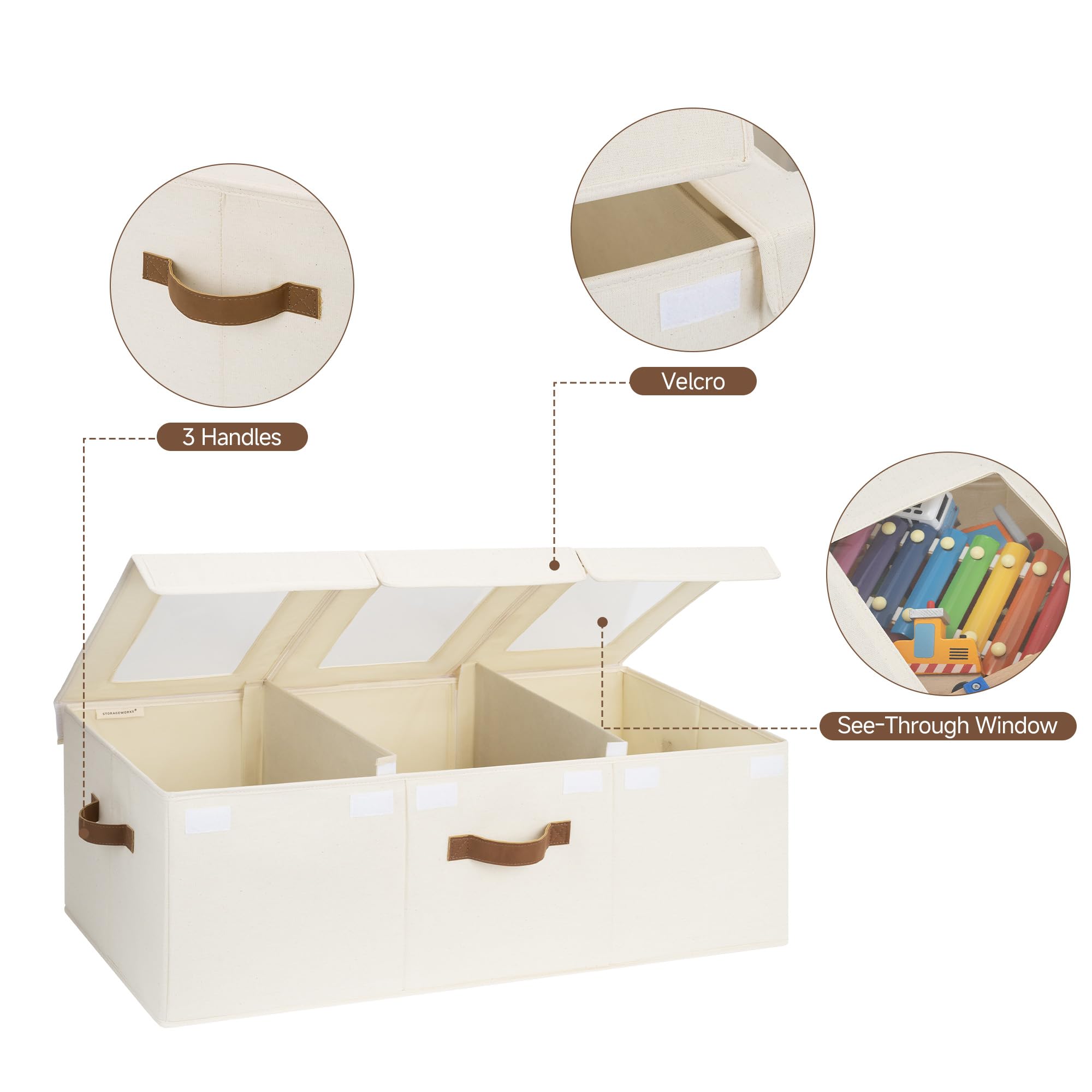 Large Toy Storage Bins with Lids, Collapsible Sturdy Toy Chests