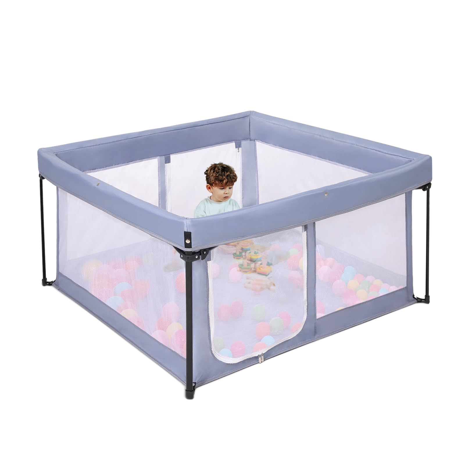 Portable Baby Playpen with Padded Floor, Foldable Play Yard for Babies and Toddlers