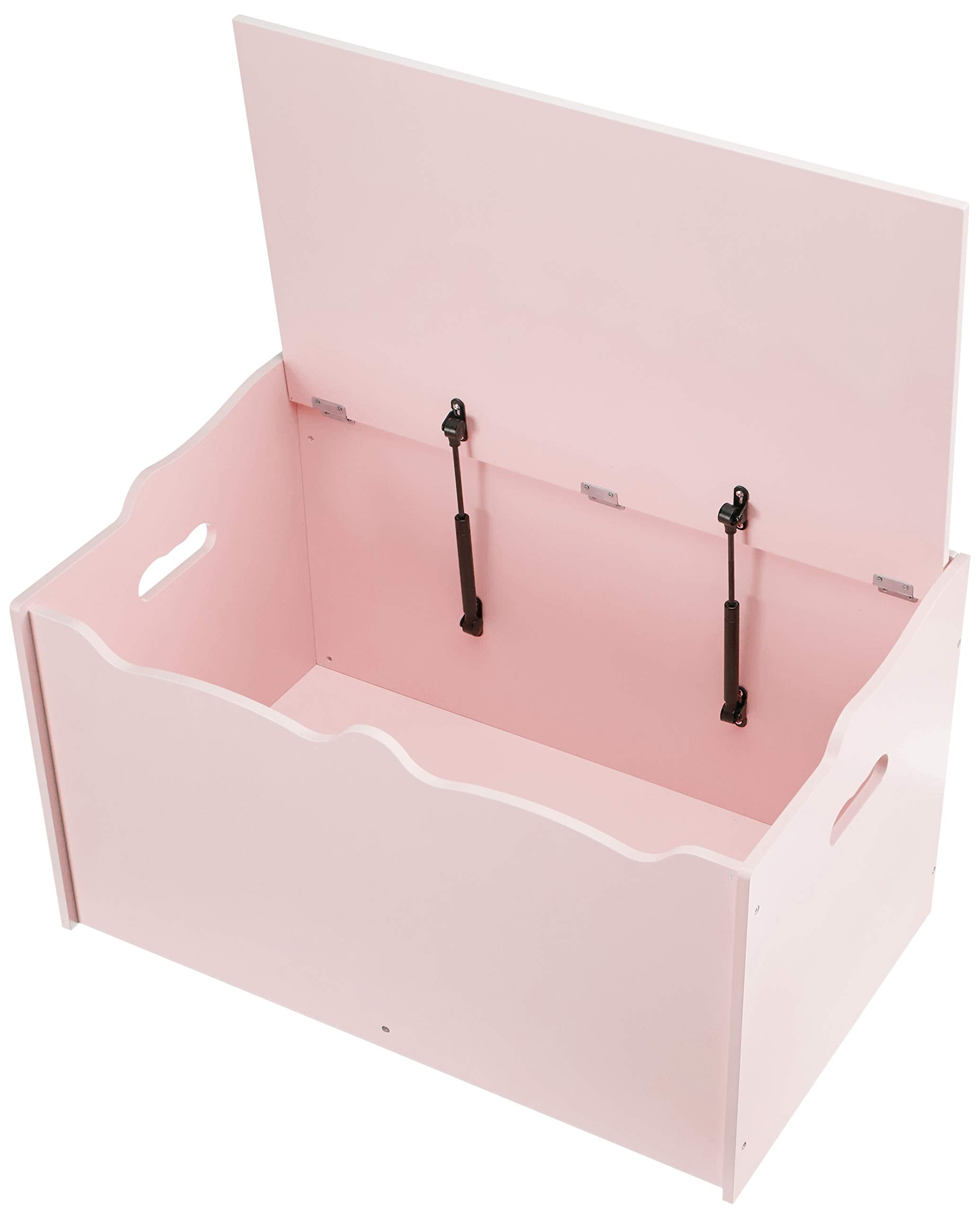 Wooden Toy Storage Chest with Safety Lid - Pink