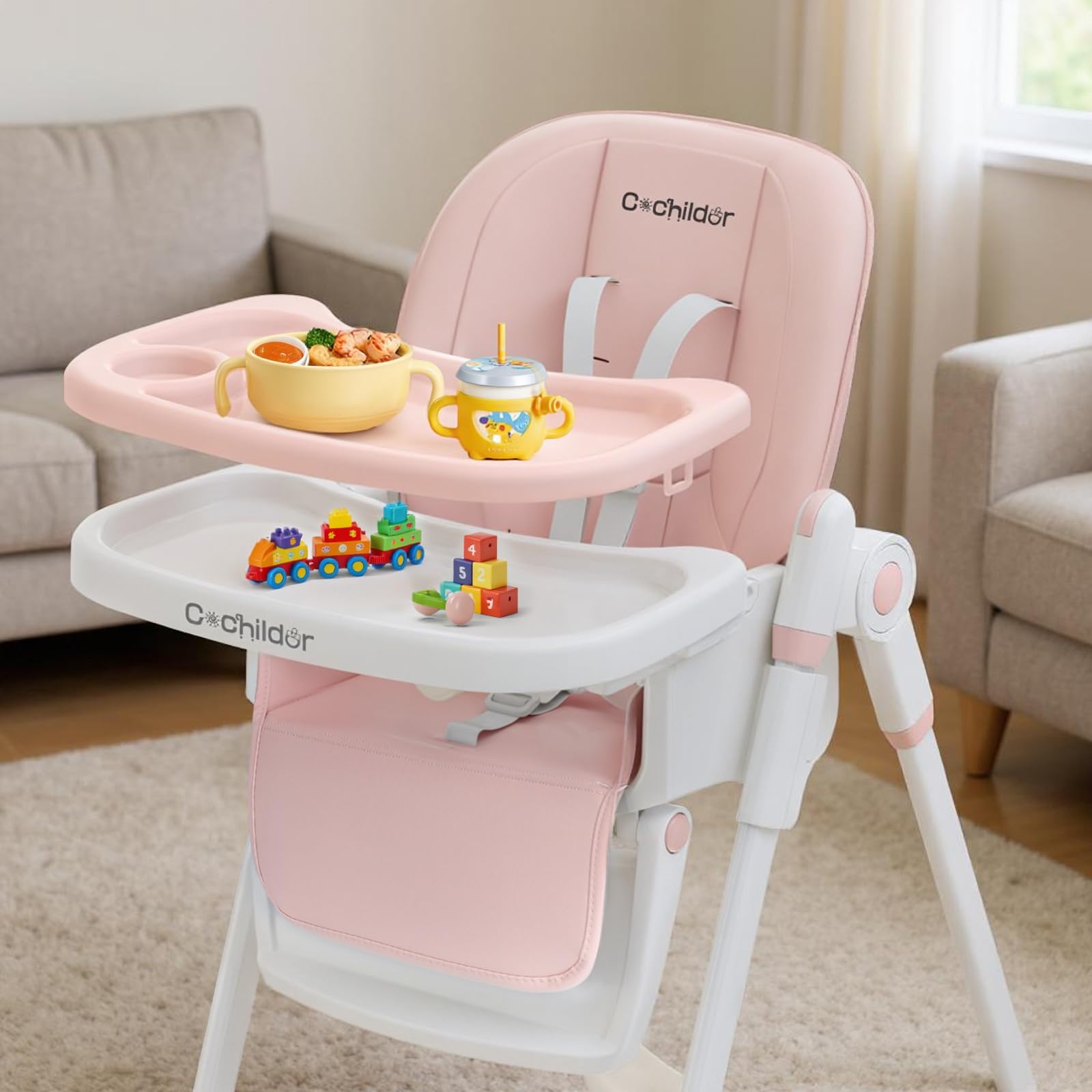 3-in-1 Convertible High Chair with Adjustable Height and Reclining Seat